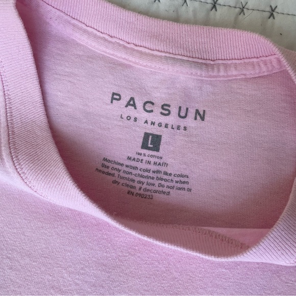 Men’s PacSun Long Sleeve Printed Crewneck T-Shirt, Pink - Picture 9 of 9